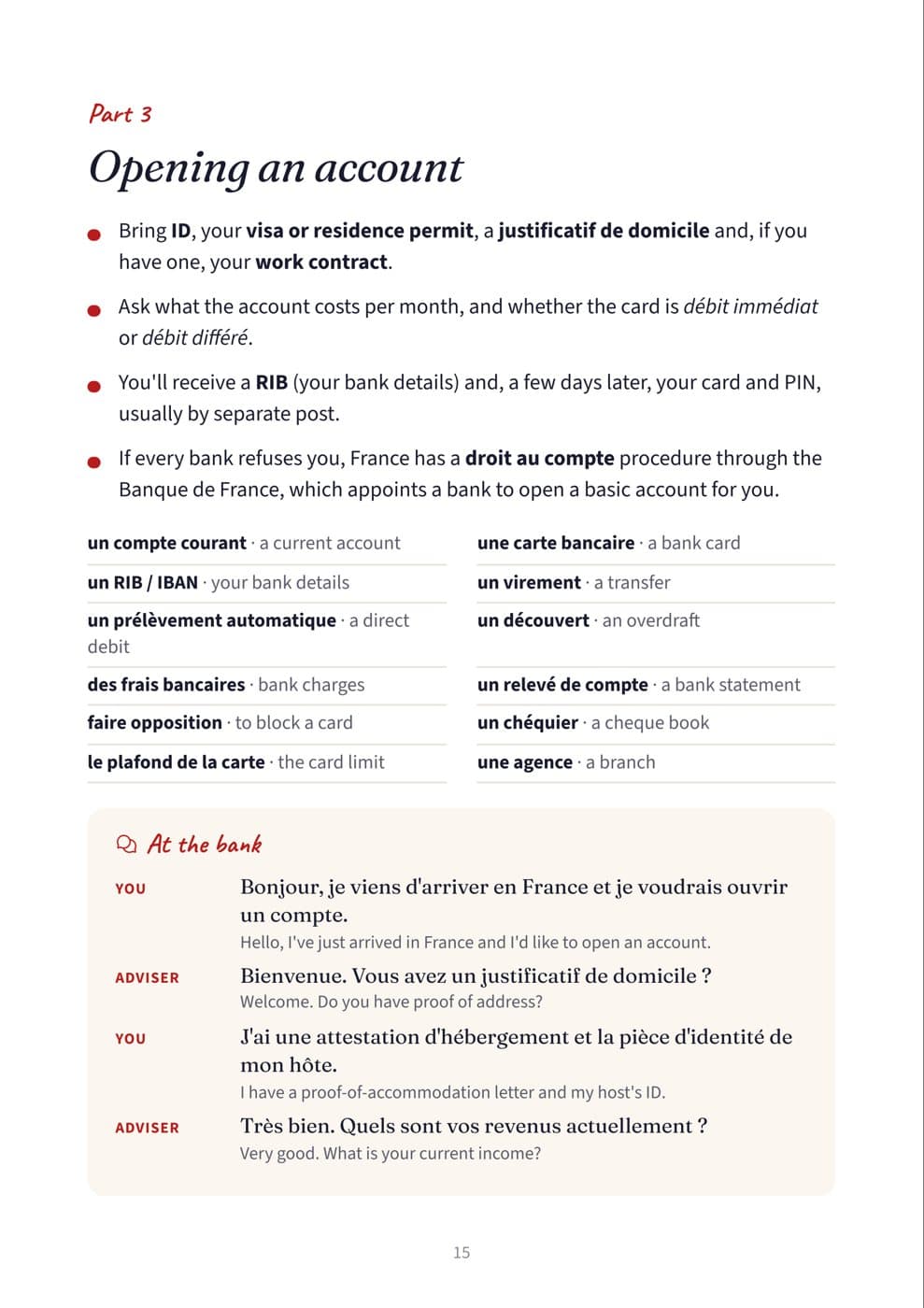 Page 15: Opening an account