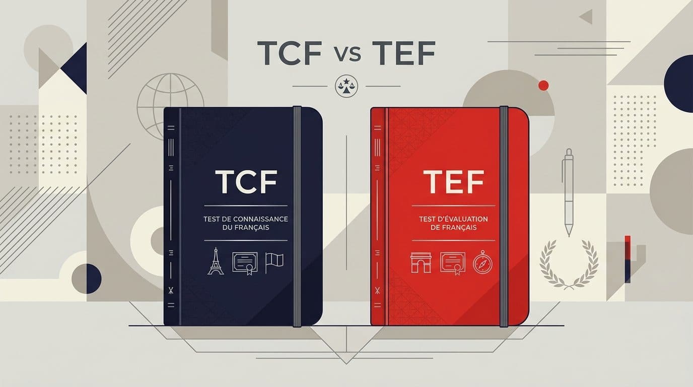 Illustration de deux carnets, TCF en bleu marine et TEF en rouge