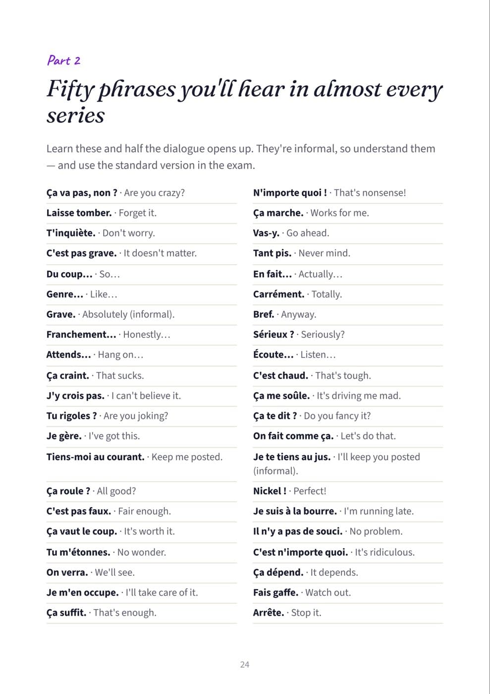 Page 24: Fifty phrases from every series